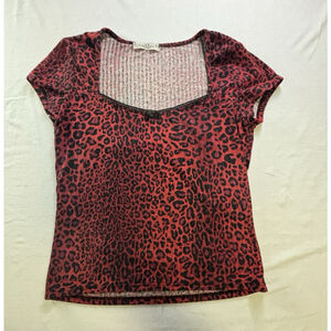 Rebellious Dreamer Red Leopard Print Top Size S